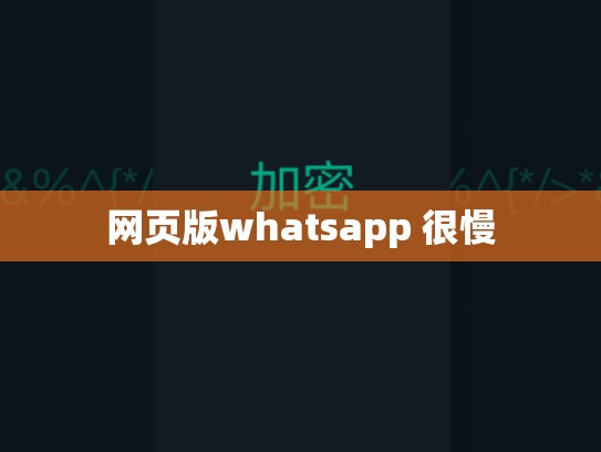 网页版whatsapp 很慢