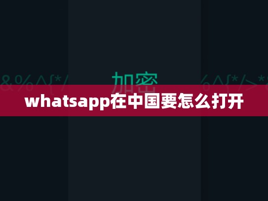whatsapp在中国要怎么打开