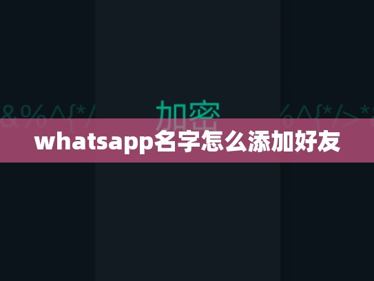 whatsapp名字怎么添加好友