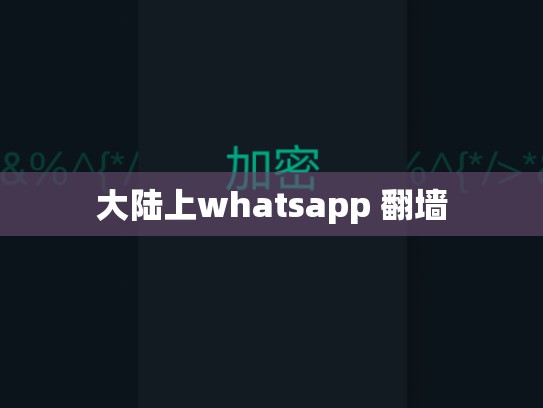 大陆上whatsapp 翻墙