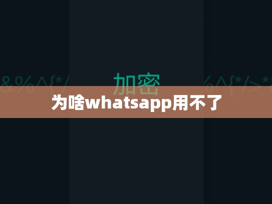 为啥whatsapp用不了