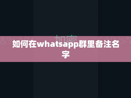 如何在whatsapp群里备注名字