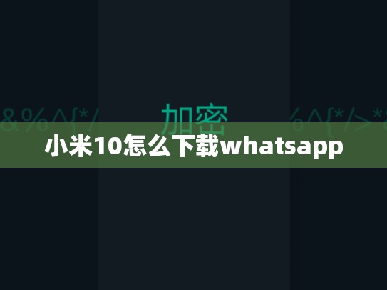 小米10怎么下载whatsapp