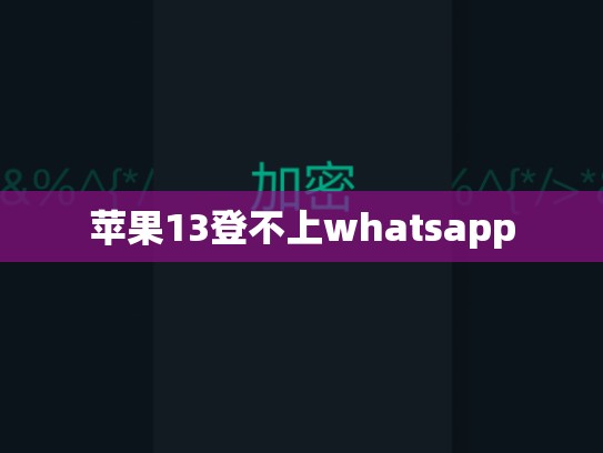 苹果13登不上whatsapp