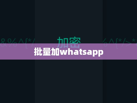 批量加whatsapp