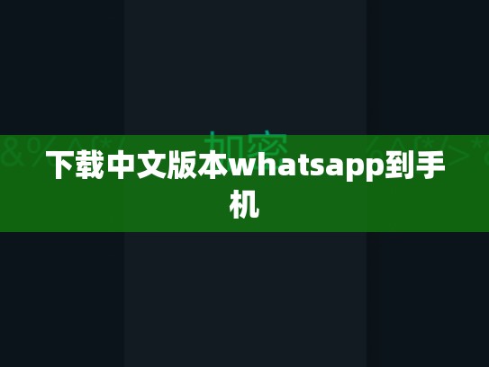下载中文版本whatsapp到手机
