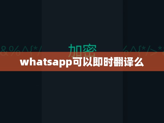 whatsapp可以即时翻译么
