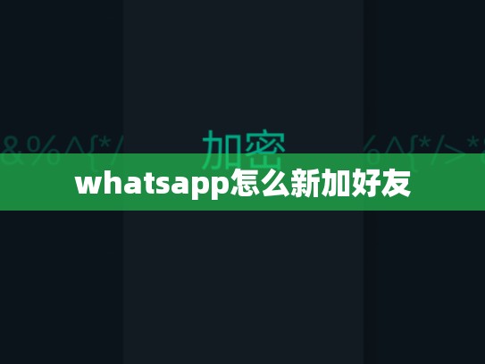 whatsapp怎么新加好友