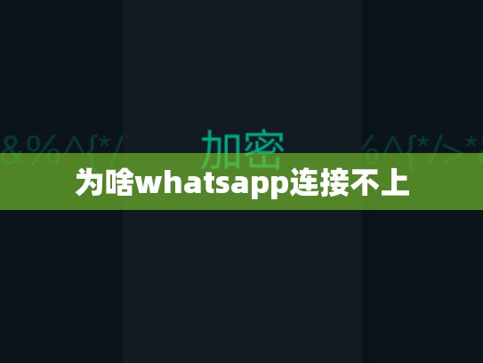 为啥whatsapp连接不上