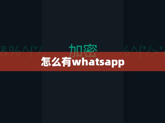 怎么有whatsapp