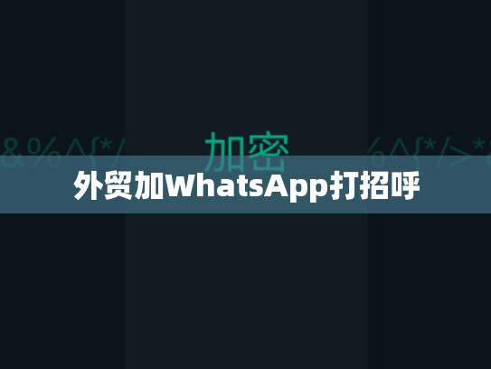 外贸加WhatsApp打招呼