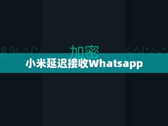 小米延迟接收Whatsapp