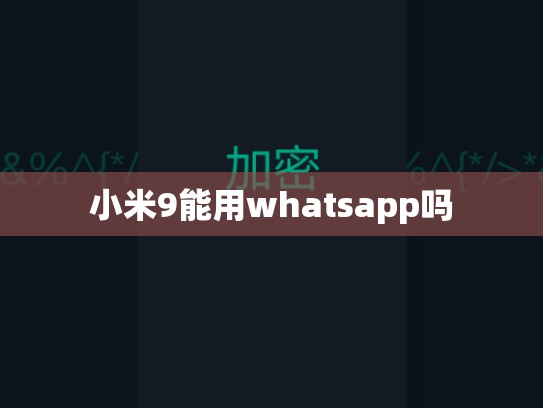 小米9能用whatsapp吗