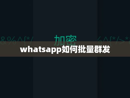 whatsapp如何批量群发
