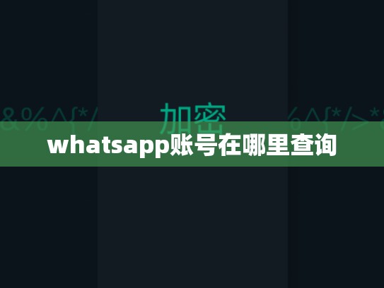 whatsapp账号在哪里查询