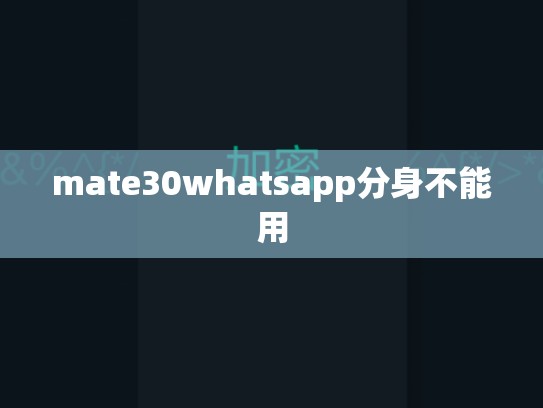 mate30whatsapp分身不能用