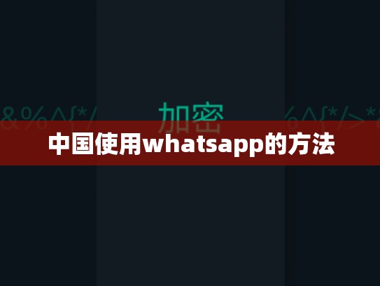 中国使用whatsapp的方法