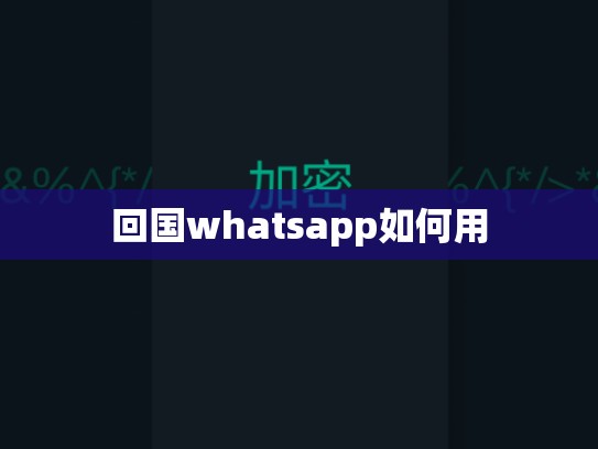 回国whatsapp如何用