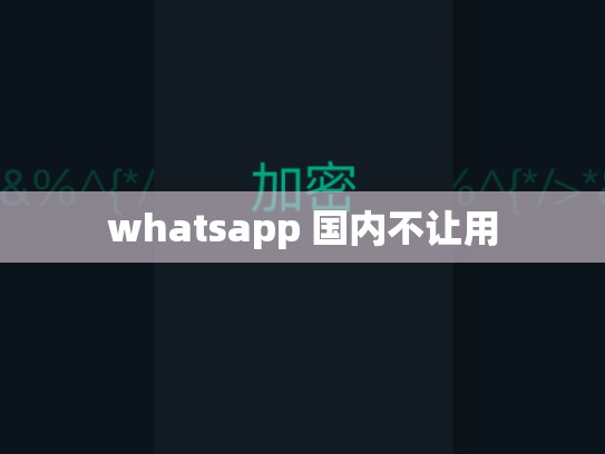 whatsapp 国内不让用