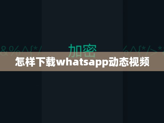 怎样下载whatsapp动态视频