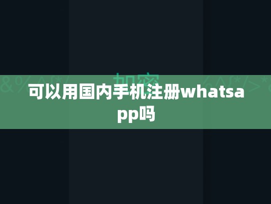 可以用国内手机注册whatsapp吗