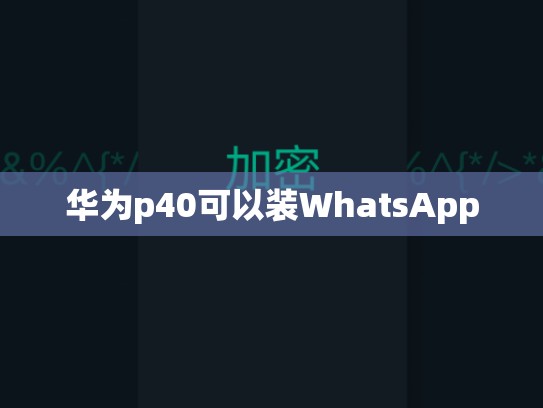 华为p40可以装WhatsApp