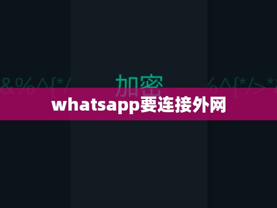 whatsapp要连接外网