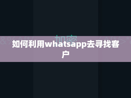 如何利用whatsapp去寻找客户