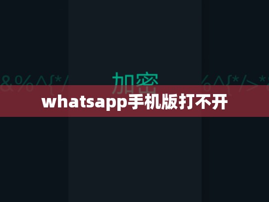 whatsapp手机版打不开