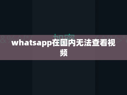 whatsapp在国内无法查看视频