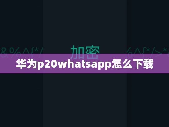 华为p20whatsapp怎么下载