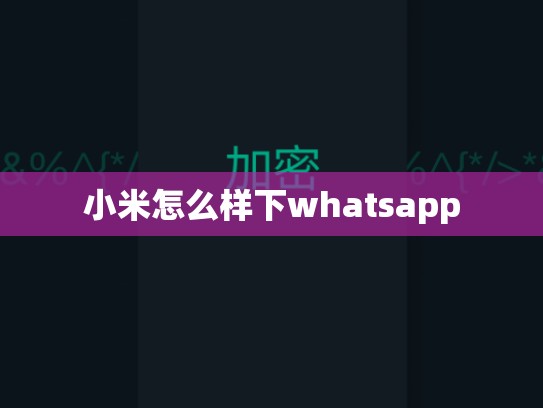 小米怎么样下whatsapp