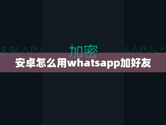 安卓怎么用whatsapp加好友