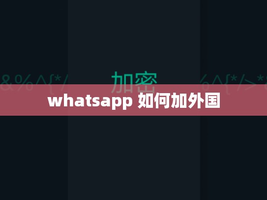 whatsapp 如何加外国