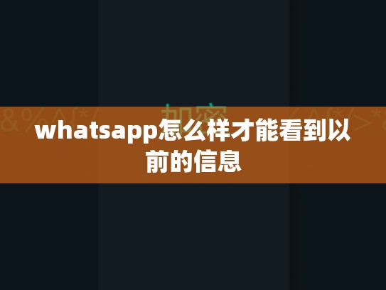 whatsapp怎么样才能看到以前的信息