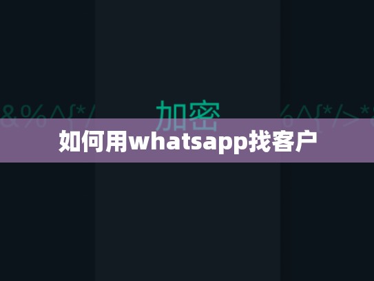 如何用whatsapp找客户