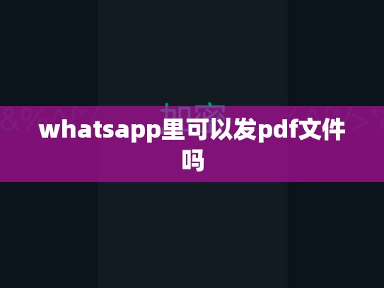whatsapp里可以发pdf文件吗