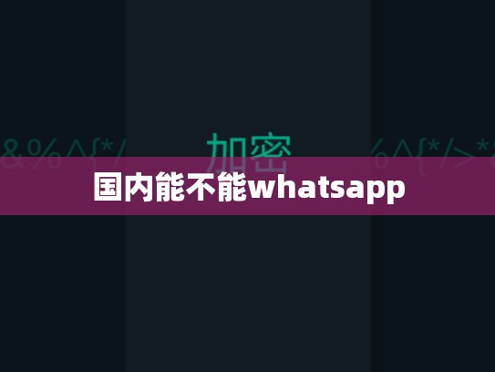 国内能不能whatsapp