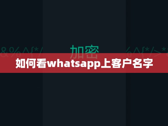 如何看whatsapp上客户名字