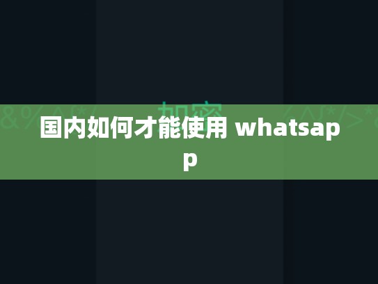 国内如何才能使用 whatsapp