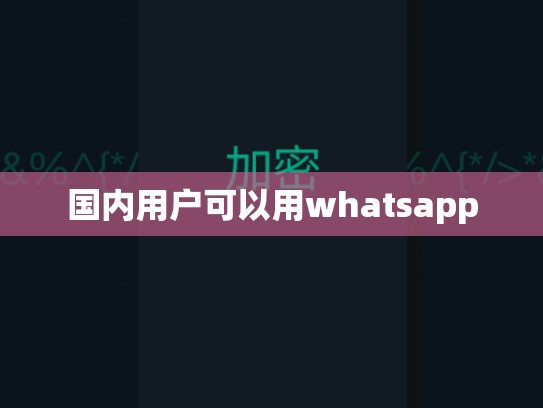 国内用户可以用whatsapp