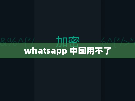 whatsapp 中国用不了