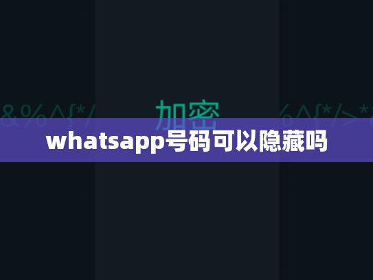 whatsapp号码可以隐藏吗