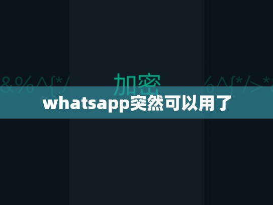 whatsapp突然可以用了