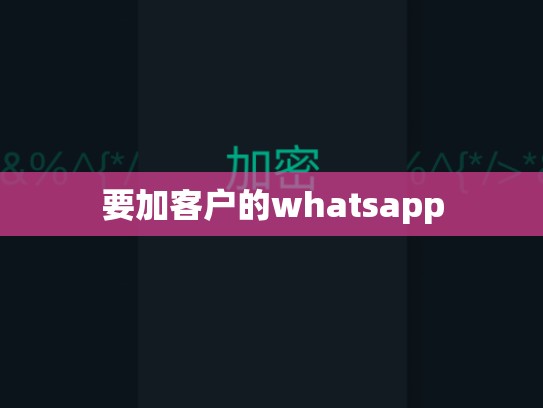 要加客户的whatsapp