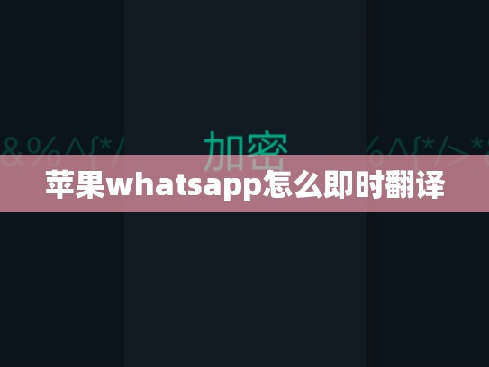 苹果whatsapp怎么即时翻译