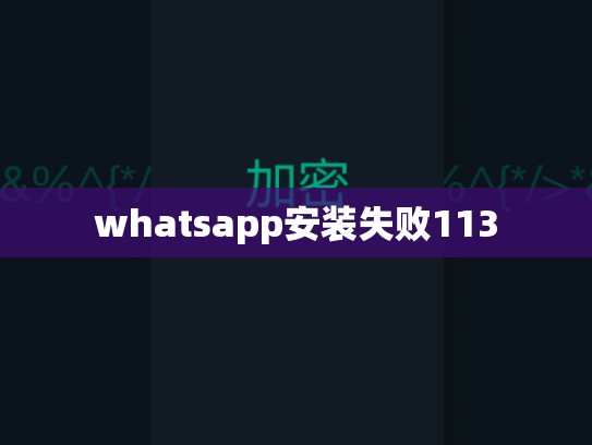 whatsapp安装失败113