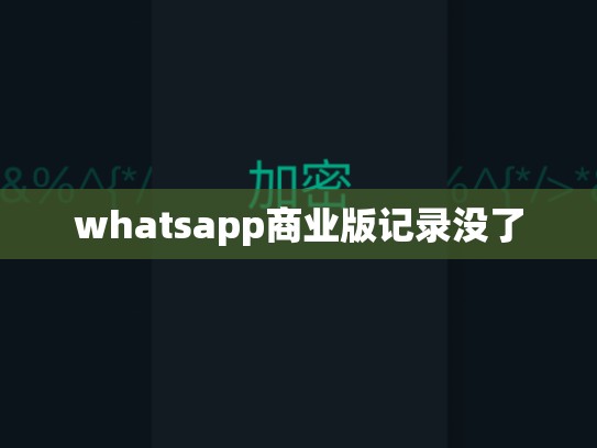 whatsapp商业版记录没了