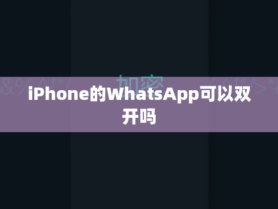 iPhone的WhatsApp可以双开吗