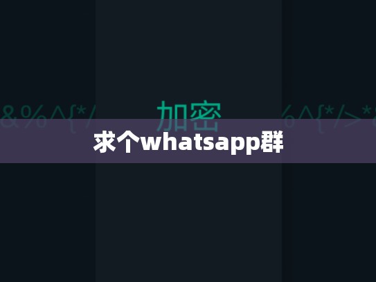 求个whatsapp群